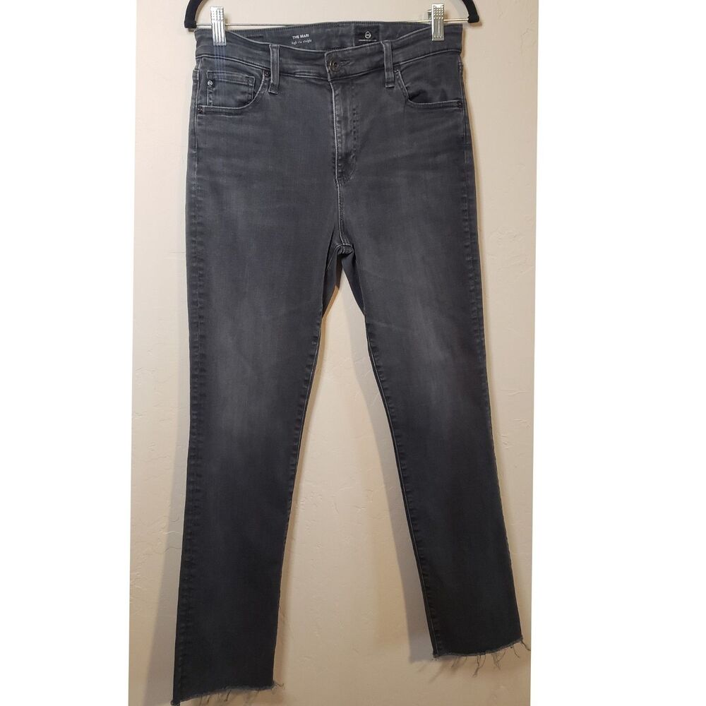 AG Adriano Goldschmied Jeans The Mari High-Rise Straight Leg Black Sz. 31 Denim